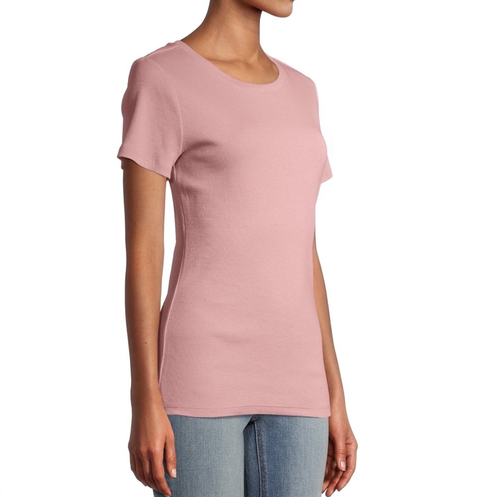 TIME AND TRU Soft Pink ribbed Short Sleeve Tee womens